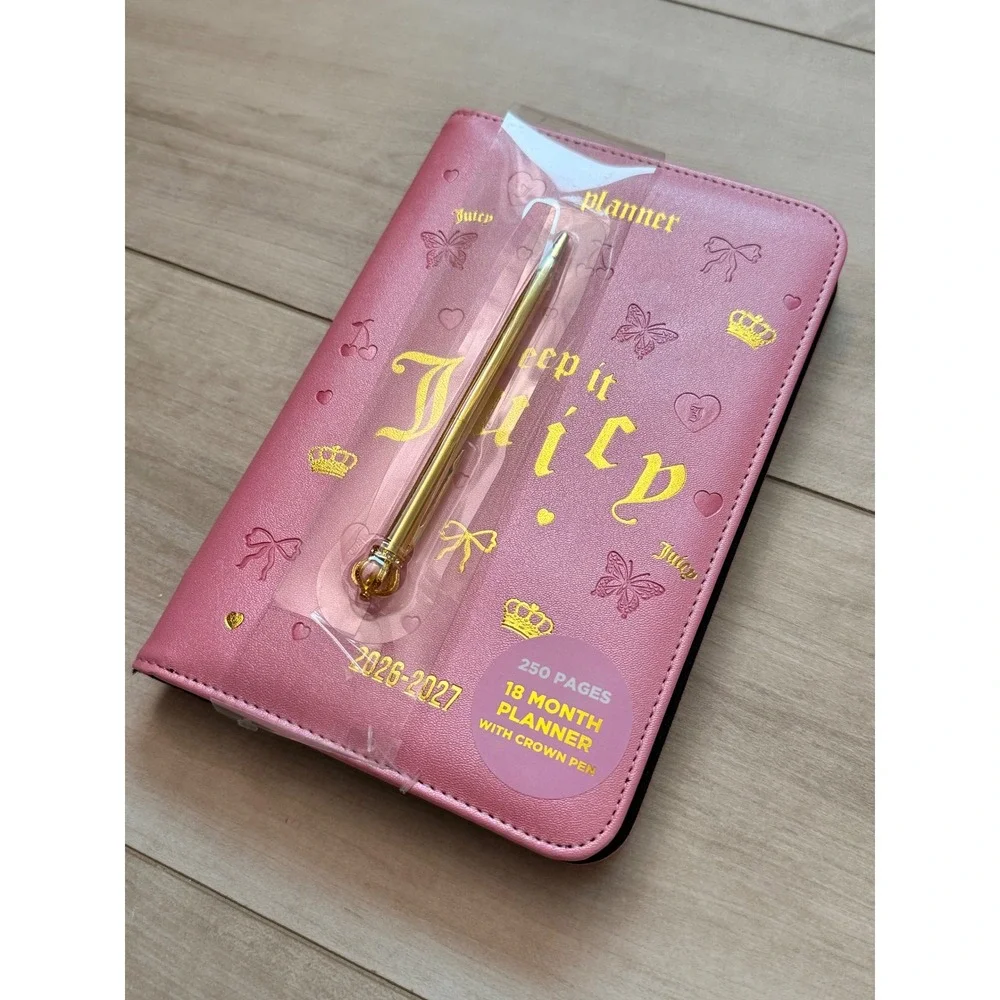 Juicy Couture 2026-2027 Pink Metallic 18-Month Planner with Gold Crown Pen NWT